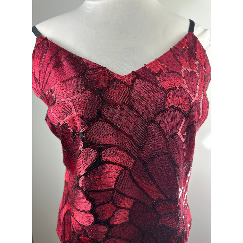 NWT White House Black Market Sequin Embroidered Camisole Top Red Blouse Large - Picture 7 of 16